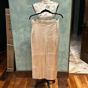 Zara Gold Metallic STRETCH Pencil Skirt (Size Medium)